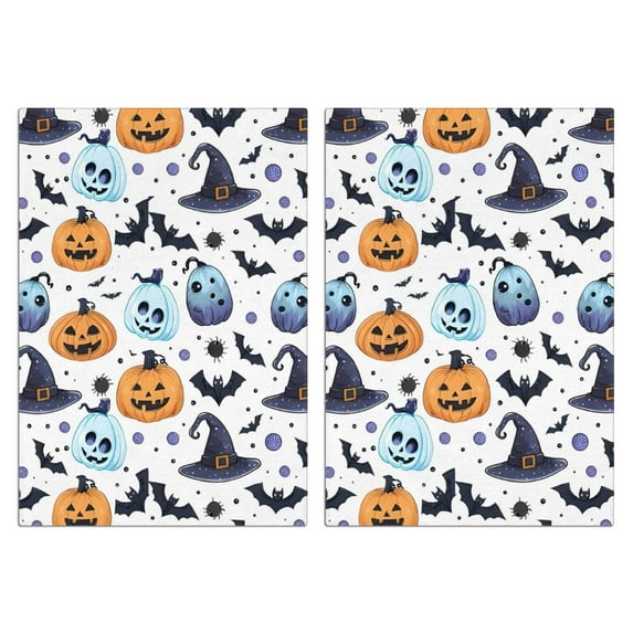 2 Pcs Funny Kitchen Towels,Colorful Pumpkin Halloween Pattern Microfiber Dish Towels,Kitchen Tea Towels,Kitchen Towel Set (18" X 26")