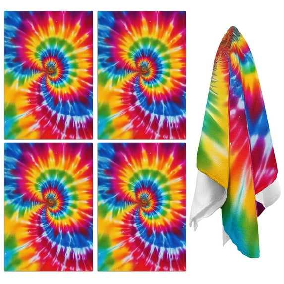 2 Pcs Funny Kitchen Towels,Colorful Rainbow Tie Dye Spiral Pattern Microfiber Dish Towels,Kitchen Tea Towels,Kitchen Towel Set (18" X 26")