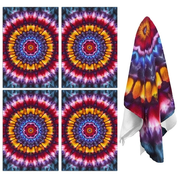 2 Pcs Funny Kitchen Towels,Colorful Tie Dye Mandala Pattern Microfiber Dish Towels,Kitchen Tea Towels,Kitchen Towel Set (18" X 26")