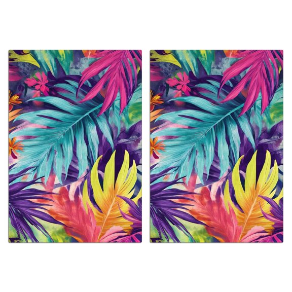 2 Pcs Funny Kitchen Towels,Colorful Tropical Leaf Pattern Microfiber Dish Towels,Kitchen Tea Towels,Kitchen Towel Set (18" X 26")