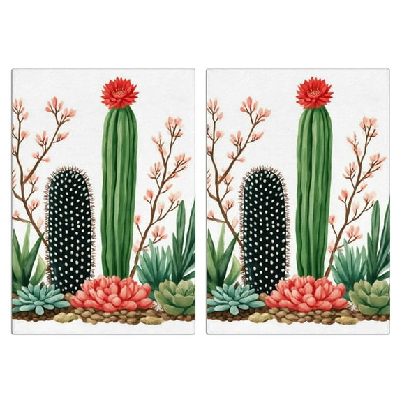 2 Pcs Funny Kitchen Towels,Cute Cactus Microfiber Dish Towels,Kitchen Tea Towels,Kitchen Towel Set (18" X 26")