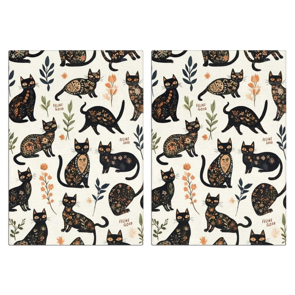 2 Pcs Funny Kitchen Towels,Cute Cat Microfiber Dish Towels,Kitchen Tea Towels,Kitchen Towel Set (18" X 26")