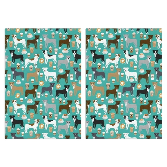 2 Pcs Funny Kitchen Towels,Cute Pitbull Terriers Dog and Coffee Microfiber Dish Towels,Kitchen Tea Towels,Kitchen Towel Set (18" X 26")