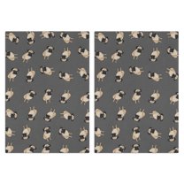 2 Pcs Funny Kitchen Towels,Cute Pug Puppies Microfiber Dish Towels,Kitchen Tea Towels,Kitchen Towel Set (18" X 26")