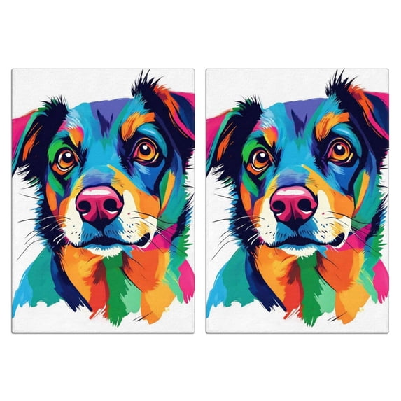 2 Pcs Funny Kitchen Towels,Cute Watercolor Dog Pattern Microfiber Dish Towels,Kitchen Tea Towels,Kitchen Towel Set (18" X 26")