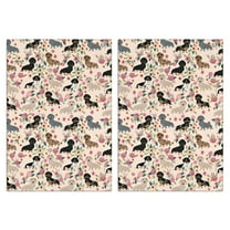 2 Pcs Funny Kitchen Towels,Dachshund and Flower Microfiber Dish Towels,Kitchen Tea Towels,Kitchen Towel Set (18" X 26")