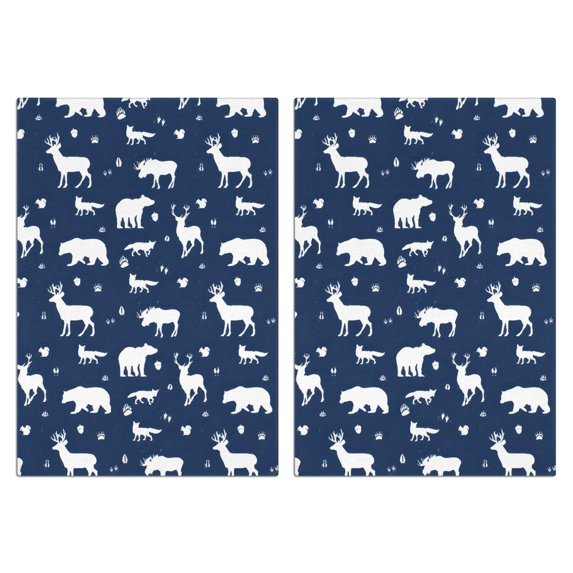 2 Pcs Funny Kitchen Towels,Dark Blue Christmas Animal Pattern Microfiber Dish Towels,Kitchen Tea Towels,Kitchen Towel Set (18" X 26")