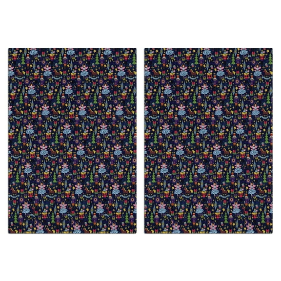 2 Pcs Funny Kitchen Towels,Dark Blue Christmas Nutcracker Pattern Microfiber Dish Towels,Kitchen Tea Towels,Kitchen Towel Set (18" X 26")