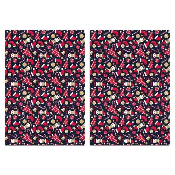 2 Pcs Funny Kitchen Towels,Dark Blue Christmas Pattern Microfiber Dish Towels,Kitchen Tea Towels,Kitchen Towel Set (18" X 26")