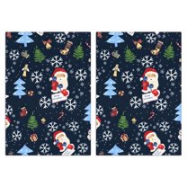 2 Pcs Funny Kitchen Towels,Dark Blue Christmas Santa Pattern Microfiber Dish Towels,Kitchen Tea Towels,Kitchen Towel Set (18" X 26")