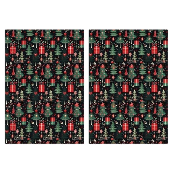 2 Pcs Funny Kitchen Towels,Dark Christmas Tree and Gift Pattern Microfiber Dish Towels,Kitchen Tea Towels,Kitchen Towel Set (18" X 26")
