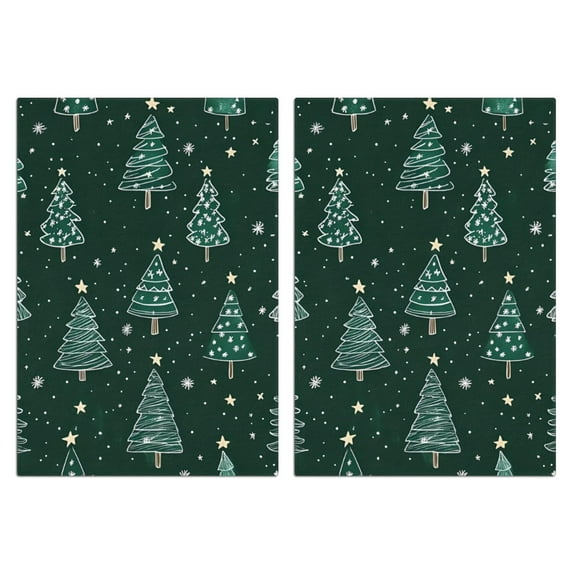 2 Pcs Funny Kitchen Towels,Dark Green Christmas Tree Pattern Microfiber Dish Towels,Kitchen Tea Towels,Kitchen Towel Set (18" X 26")