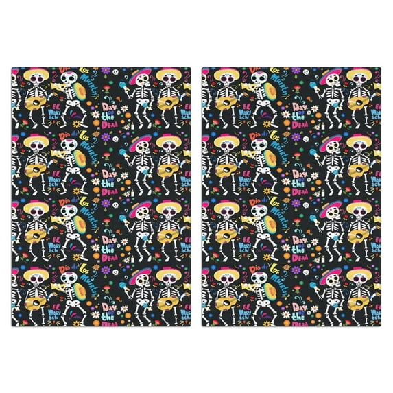 2 Pcs Funny Kitchen Towels,Day Of the Dead Halloween Pattern Microfiber Dish Towels,Kitchen Tea Towels,Kitchen Towel Set (18" X 26")