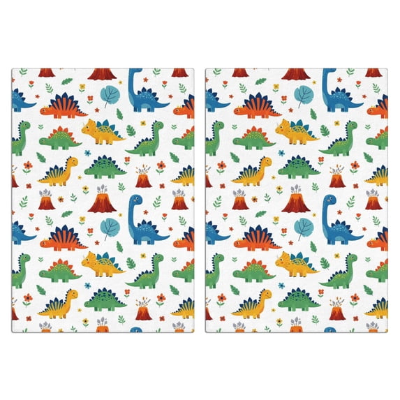 2 Pcs Funny Kitchen Towels,Dinosaur and Volcano Pattern Microfiber Dish Towels,Kitchen Tea Towels,Kitchen Towel Set (18" X 26")
