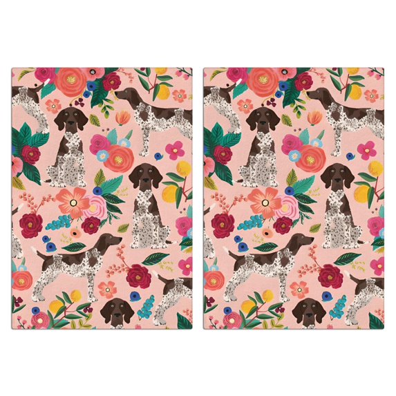 2 Pcs Funny Kitchen Towels,Dogs with Flowers Microfiber Dish Towels,Kitchen Tea Towels,Kitchen Towel Set (18" X 26")