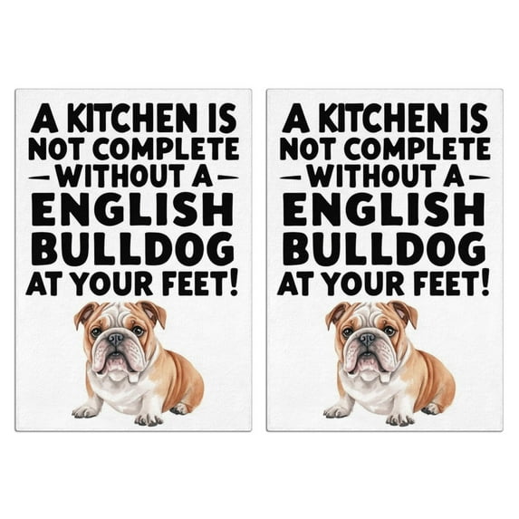 2 Pcs Funny Kitchen Towels,English Bulldog Pattern Microfiber Dish Towels,Kitchen Tea Towels,Kitchen Towel Set (18" X 26")