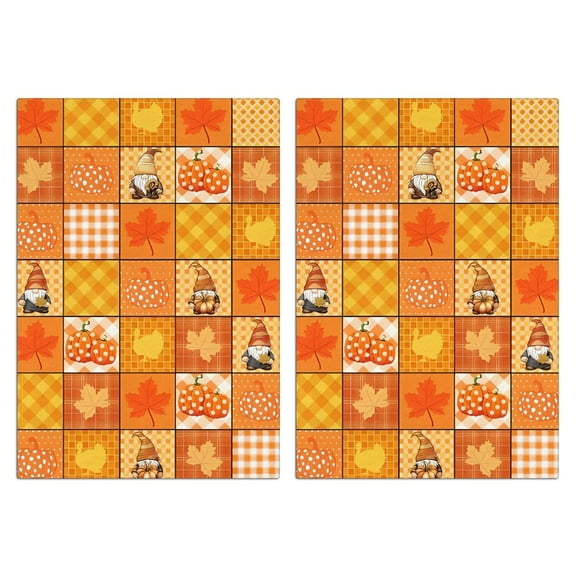 2 Pcs Funny Kitchen Towels,Fall Pumpkins Gnomes with Autumn Leaves Pattern Microfiber Dish Towels,Kitchen Tea Towels,Kitchen Towel Set (18" X 26")