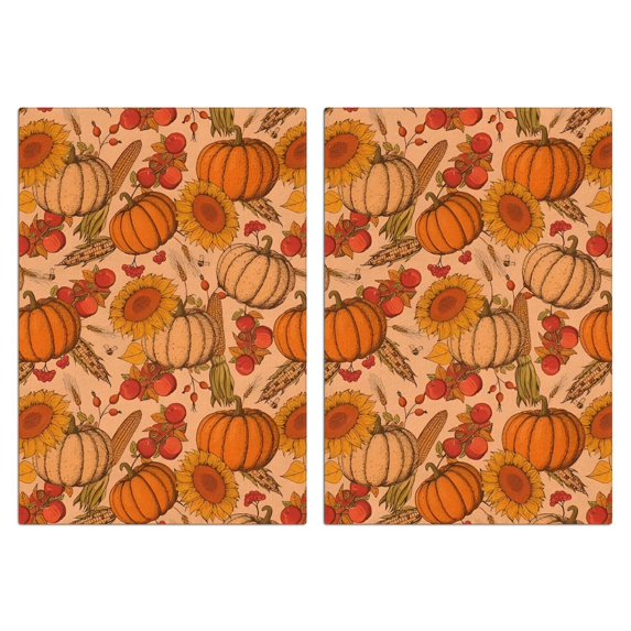 2 Pcs Funny Kitchen Towels,Fall Pumpkins Sunflowers Corn Apples Pattern Microfiber Dish Towels,Kitchen Tea Towels,Kitchen Towel Set (18" X 26")