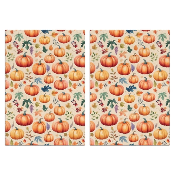2 Pcs Funny Kitchen Towels,Fall Pumpkins and Leaves Pattern Microfiber Dish Towels,Kitchen Tea Towels,Kitchen Towel Set (18" X 26")