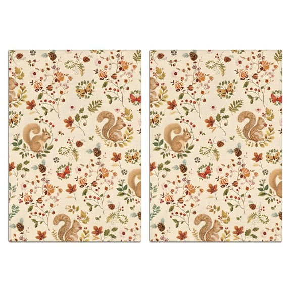 2 Pcs Funny Kitchen Towels,Fall Squirrels Butterflies Autumn Leaves Microfiber Dish Towels,Kitchen Tea Towels,Kitchen Towel Set (18" X 26")