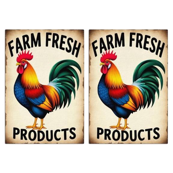 2 Pcs Funny Kitchen Towels,Farm Fresh Products Rooster Microfiber Dish Towels,Kitchen Tea Towels,Kitchen Towel Set (18" X 26")