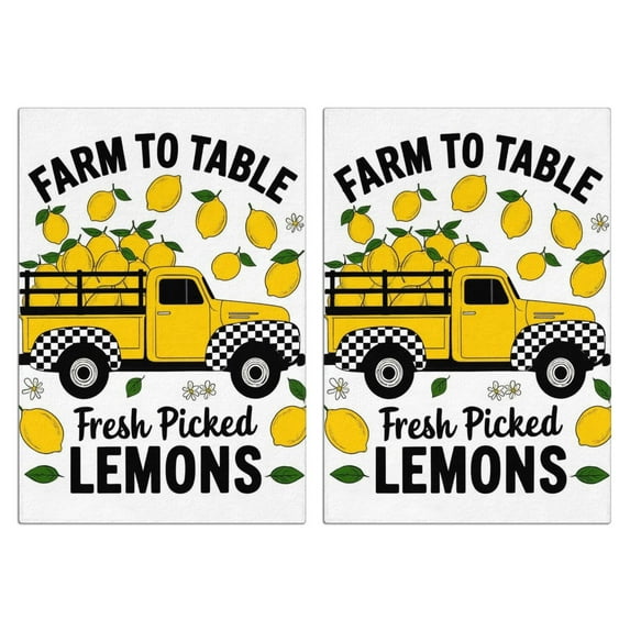 2 Pcs Funny Kitchen Towels,Farm To Table Fresh Picked Lemons Microfiber Dish Towels,Kitchen Tea Towels,Kitchen Towel Set (18" X 26")