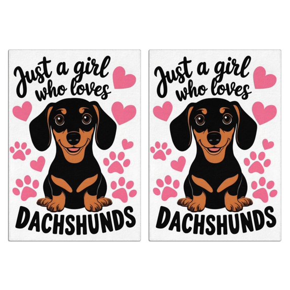 2 Pcs Funny Kitchen Towels,Funny Dachshund Kitchen Pattern Microfiber Dish Towels,Kitchen Tea Towels,Kitchen Towel Set (18" X 26")