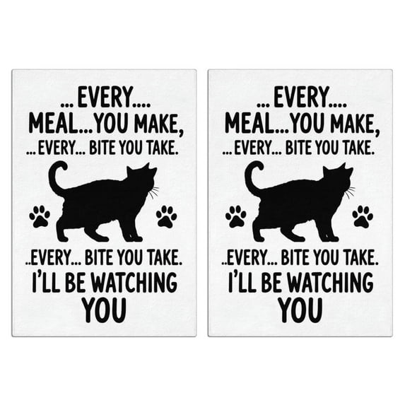 2 Pcs Funny Kitchen Towels,Funny Kitchen Cat Microfiber Dish Towels,Kitchen Tea Towels,Kitchen Towel Set (18" X 26")