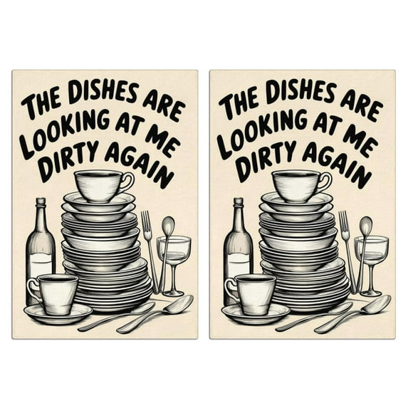 2 Pcs Funny Kitchen Towels,Funny Kitchen Patterns Microfiber Dish Towels,Kitchen Tea Towels,Kitchen Towel Set (18" X 26")