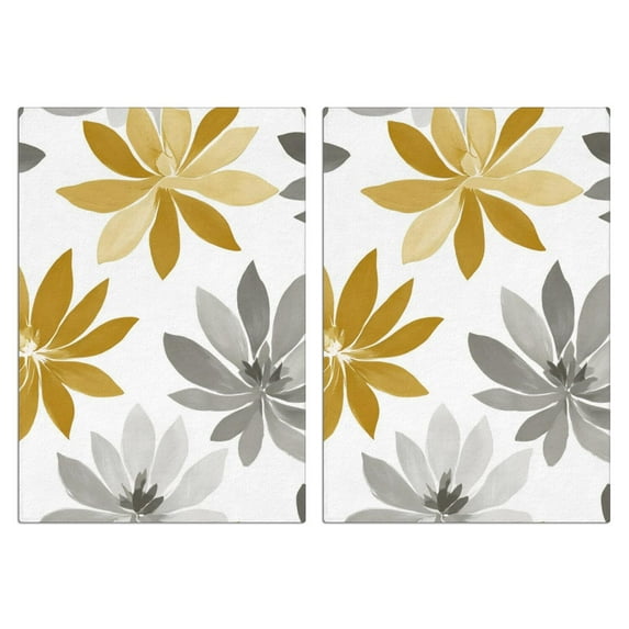 2 Pcs Funny Kitchen Towels,Gold and Gray Flowers Microfiber Dish Towels,Kitchen Tea Towels,Kitchen Towel Set (18" X 26")