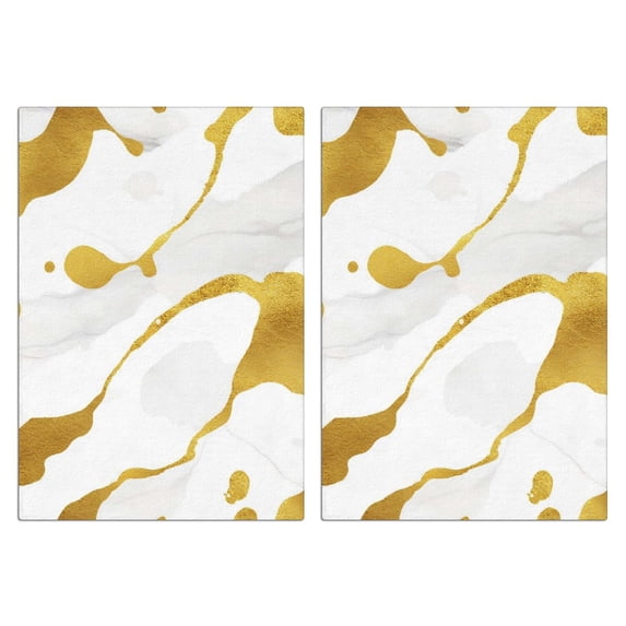 2 Pcs Funny Kitchen Towels,Gold and White Marble Microfiber Dish Towels,Kitchen Tea Towels,Kitchen Towel Set (18" X 26")
