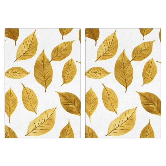 2 Pcs Funny Kitchen Towels,Golden Leaves Pattern Microfiber Dish Towels,Kitchen Tea Towels,Kitchen Towel Set (18" X 26")