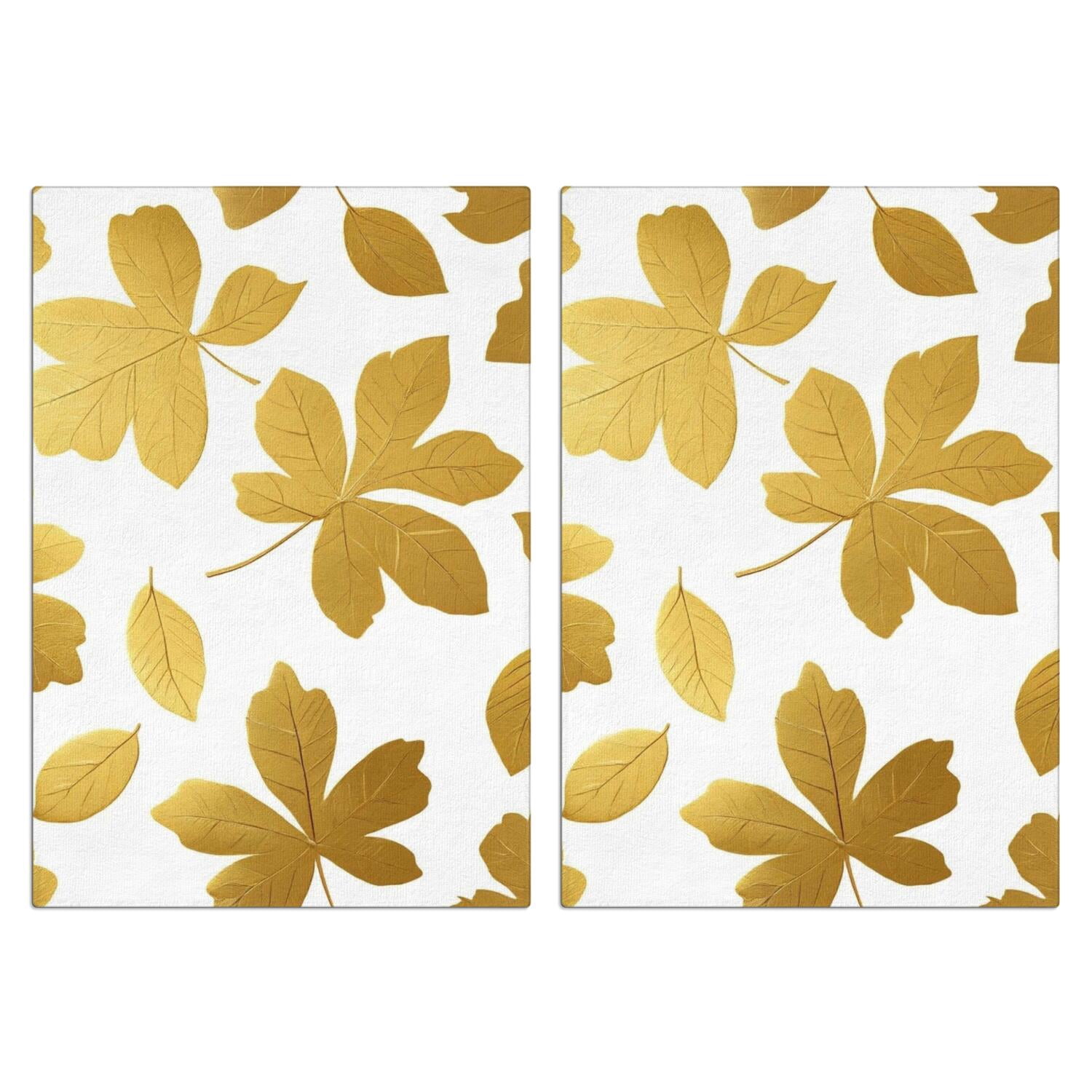 2 Pcs Funny Kitchen Towels,Golden Leaves Pattern Microfiber Dish Towels,Kitchen Tea Towels,Kitchen Towel Set (18" X 26")