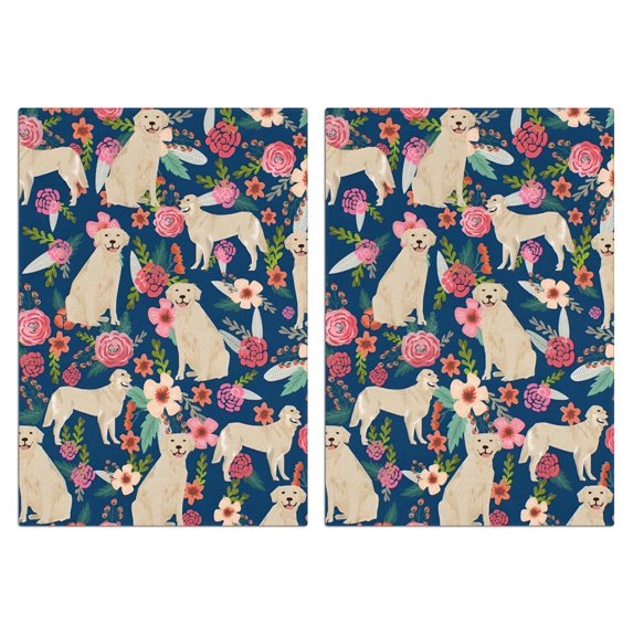 2 Pcs Funny Kitchen Towels,Golden Retriever Dog and Flower Microfiber Dish Towels,Kitchen Tea Towels,Kitchen Towel Set (18" X 26")