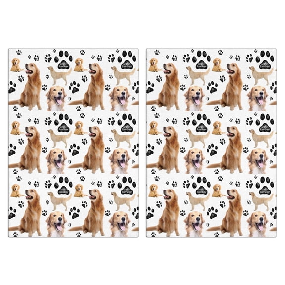 2 Pcs Funny Kitchen Towels,Golden Retriever Microfiber Dish Towels,Kitchen Tea Towels,Kitchen Towel Set (18" X 26")