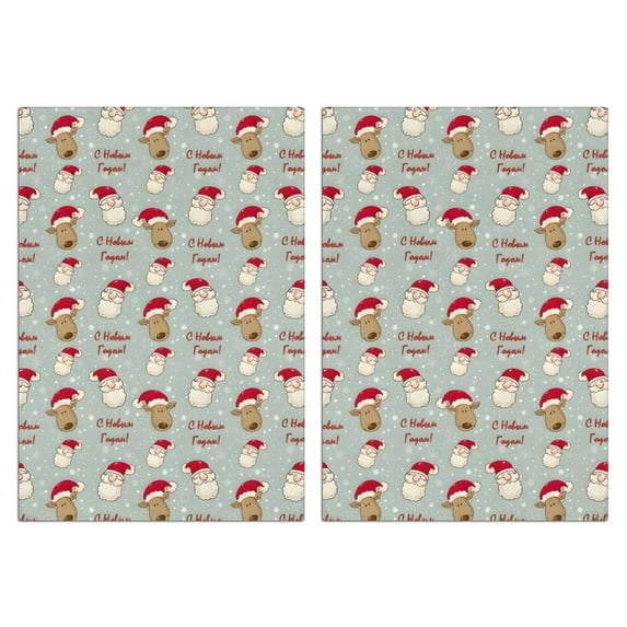 2 Pcs Funny Kitchen Towels,Gray Christmas Santa and Reindeer Pattern Microfiber Dish Towels,Kitchen Tea Towels,Kitchen Towel Set (18" X 26")