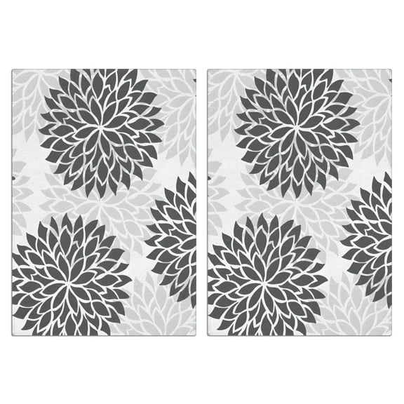 2 Pcs Funny Kitchen Towels,Gray Floral Pattern Microfiber Dish Towels,Kitchen Tea Towels,Kitchen Towel Set (18" X 26")