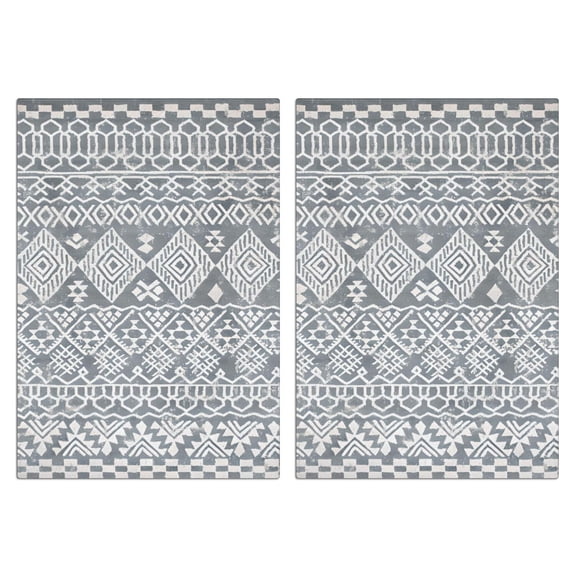 2 Pcs Funny Kitchen Towels,Gray Geometric Diamond Striped Pattern Microfiber Dish Towels,Kitchen Tea Towels,Kitchen Towel Set (18" X 26")