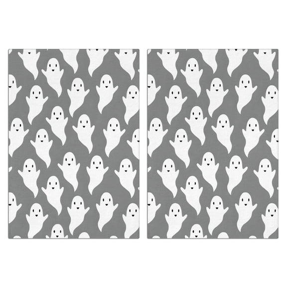 2 Pcs Funny Kitchen Towels,Gray Halloween White Ghosts Microfiber Dish Towels,Kitchen Tea Towels,Kitchen Towel Set (18" X 26")
