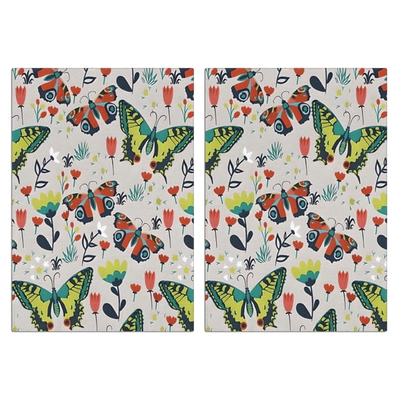 2 Pcs Funny Kitchen Towels,Gray Red Flower Butterfly Pattern Microfiber Dish Towels,Kitchen Tea Towels,Kitchen Towel Set (18" X 26")