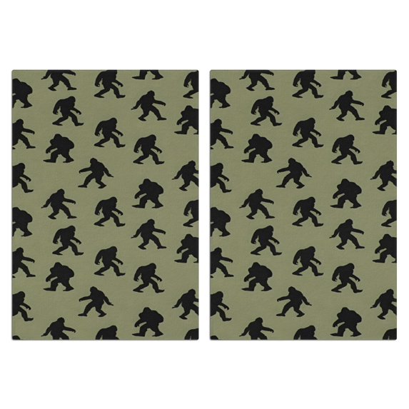 2 Pcs Funny Kitchen Towels,Green Bigfoot Pattern Microfiber Dish Towels,Kitchen Tea Towels,Kitchen Towel Set (18" X 26")