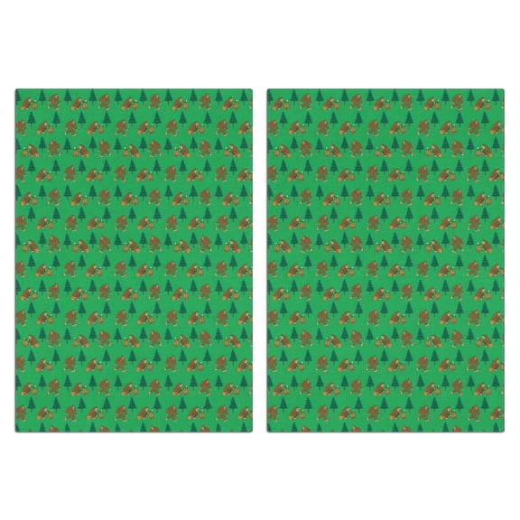 2 Pcs Funny Kitchen Towels,Green Bigfoot and Campfire Pattern Microfiber Dish Towels,Kitchen Tea Towels,Kitchen Towel Set (18" X 26")