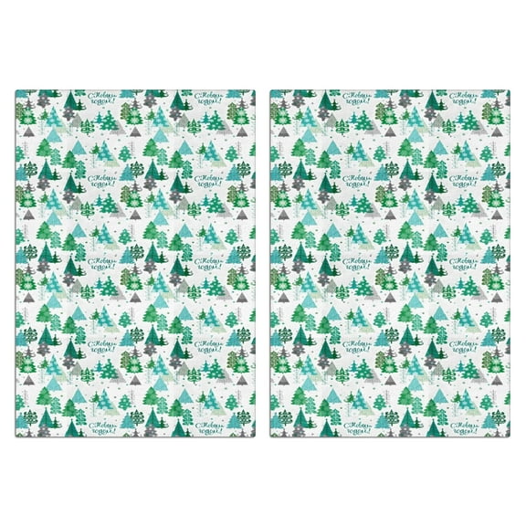 2 Pcs Funny Kitchen Towels,Green Christmas Tree and Text Pattern Microfiber Dish Towels,Kitchen Tea Towels,Kitchen Towel Set (18" X 26")