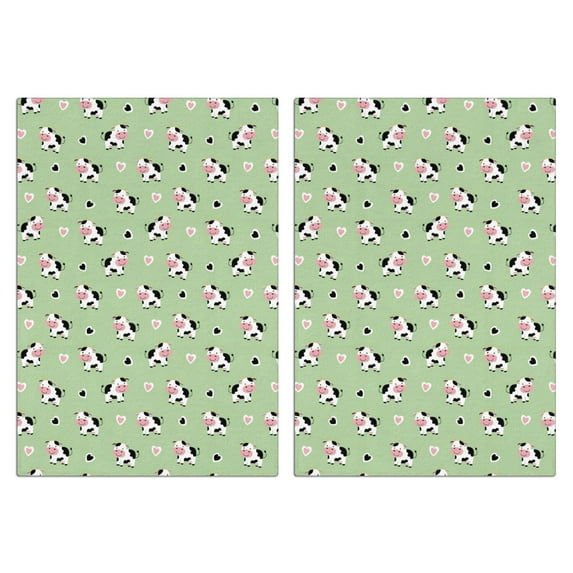 2 Pcs Funny Kitchen Towels,Green Cow Heart Pattern Microfiber Dish Towels,Kitchen Tea Towels,Kitchen Towel Set (18" X 26")