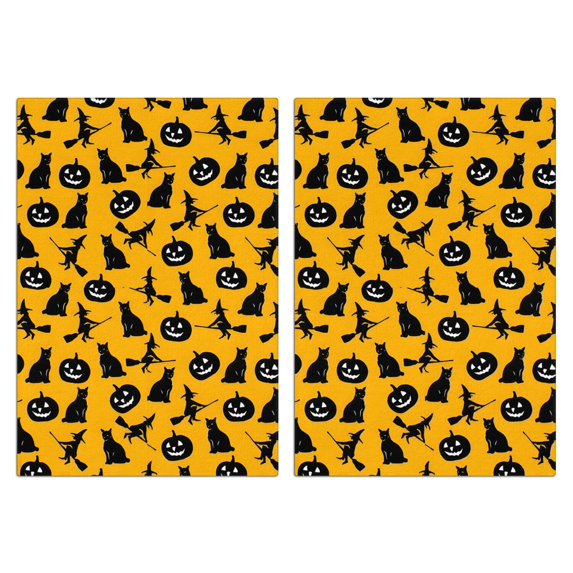 2 Pcs Funny Kitchen Towels,Halloween Black Cats Witches and Pumpkins Microfiber Dish Towels,Kitchen Tea Towels,Kitchen Towel Set (18" X 26")