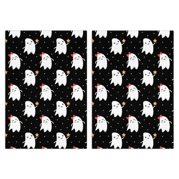 2 Pcs Funny Kitchen Towels,Halloween Cute Ghosts Pattern Microfiber Dish Towels,Kitchen Tea Towels,Kitchen Towel Set (18" X 26")