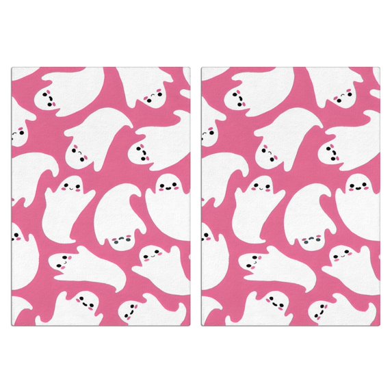 2 Pcs Funny Kitchen Towels,Halloween Cute Ghosts on Pink Pattern Microfiber Dish Towels,Kitchen Tea Towels,Kitchen Towel Set (18" X 26")