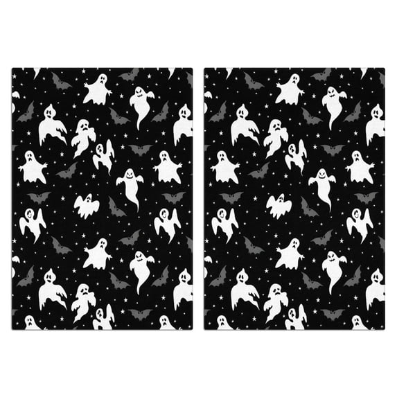 2 Pcs Funny Kitchen Towels,Halloween Ghost Bat Star Pattern Microfiber Dish Towels,Kitchen Tea Towels,Kitchen Towel Set (18" X 26")