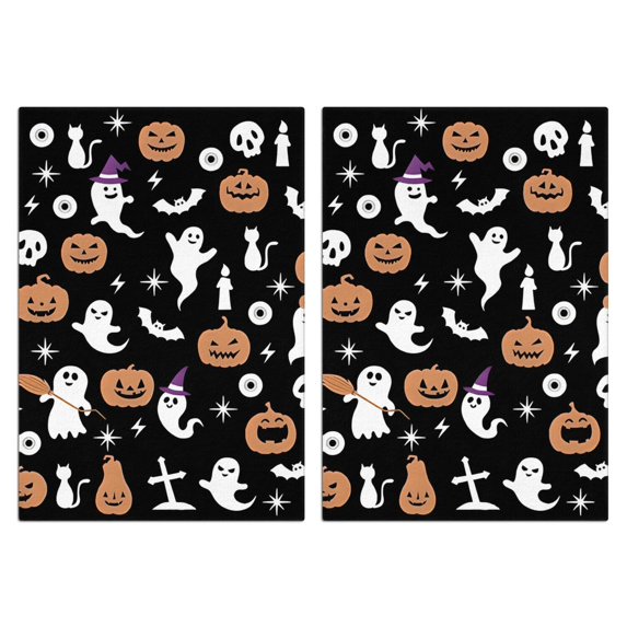 2 Pcs Funny Kitchen Towels,Halloween Ghost Pumpkin Pattern Microfiber Dish Towels,Kitchen Tea Towels,Kitchen Towel Set (18" X 26")