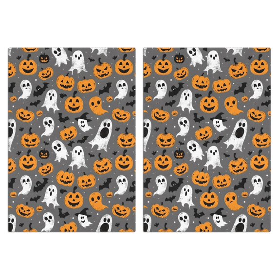 2 Pcs Funny Kitchen Towels,Halloween Ghosts Pumpkins and Bats Microfiber Dish Towels,Kitchen Tea Towels,Kitchen Towel Set (18" X 26")